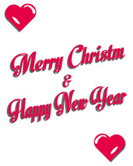 Merry Christmas and happy new year gift card with red and white color theme. 
Vector greeting artwork isolated on a white background.