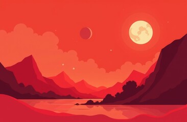 Fototapeta premium sunset over the mountains