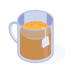 Take a look at this amazing isometric icon of tea mug in modern style