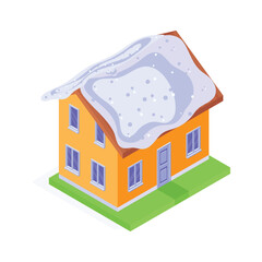 Get this premium icon of snowy house in modern style