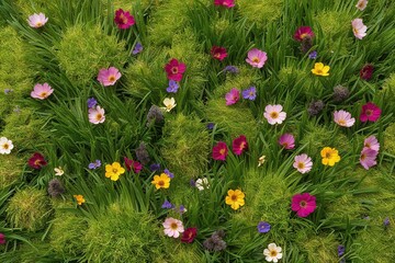 Lifelike Floral Grass Terrain Cutouts with Vivid Colors