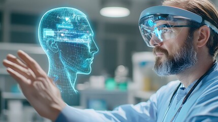 Doctor Using AR Headset for Diagnostics