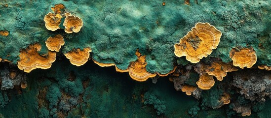 Close-up of Yellow and Green Fungus on Rock