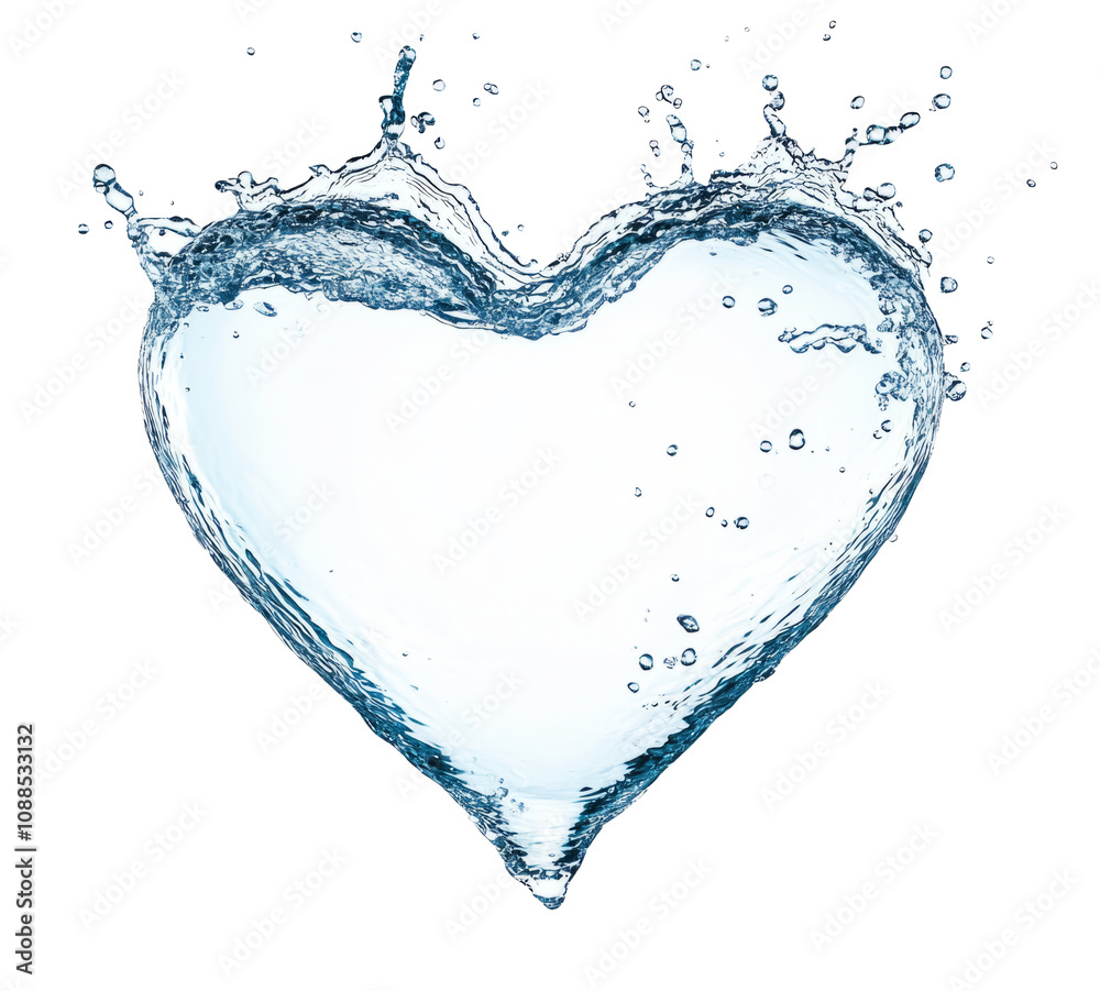 Aufkleber high-quality png of splashes of water in the shape of a heart isolated on white background – high re