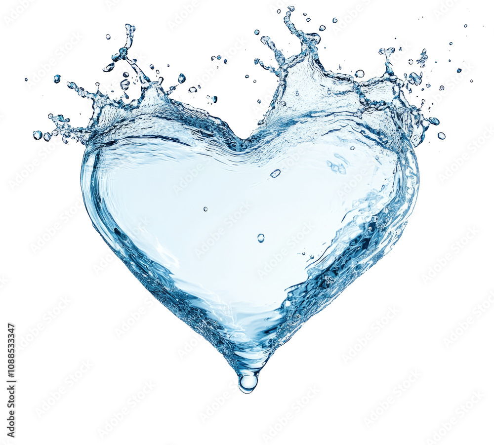 Aufkleber high-quality png of splashes of water in the shape of a heart isolated on white background – high re