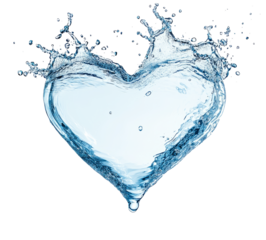 High-Quality PNG of Splashes of water in the shape of a heart Isolated on White Background – High Resolution