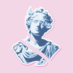 woman statue in vaporwave style