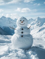 Obraz premium Smiling Snowman in Mountains near Ischgl, Austria