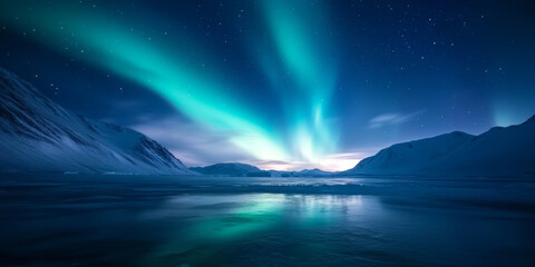 Naklejka premium the stunning aurora australis illuminating the Antarctic sky on a clear night