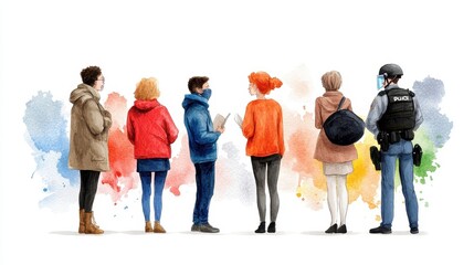 Naklejka premium A group of diverse individuals standing together, showcasing unity and resilience in the face of social challenges.
