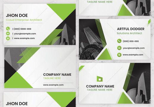 Green And White Business Card