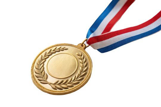 Celebrating achievement gold medal award sports event indoor close-up recognition