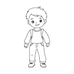 boy coloring book for children vector sketch illustration vector stroke outline graphic