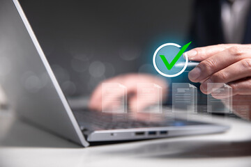 Concept of quality work on a virtual screen with files