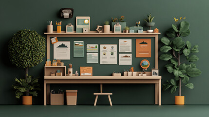 modern educational classroom setup with plants and posters