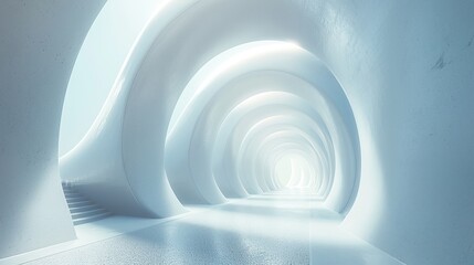 Obraz premium Minimalist 3D Space: Abstract Light Tunnel Design, Futuristic Technology Background
