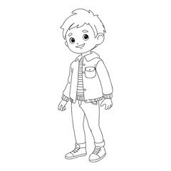 boy coloring book for children vector sketch illustration vector stroke outline graphic