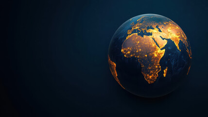 Fototapeta premium A stunning depiction of Earth showcasing illuminated continents against a dark backdrop.