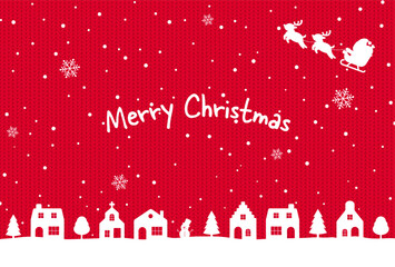 Christmas vector background with houses and santa claus in snow for banners, cards, flyers, social media wallpapers, etc.
