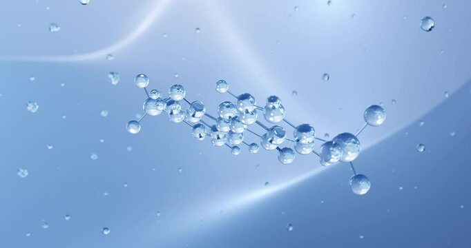 Indigo carmine rotating molecular structure, 3d model of molecule, e132, looped video