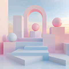 Fototapeta premium Geometric Elegance: Modern 3D Backgrounds. Minimalistic and modern design. Wallpaper.