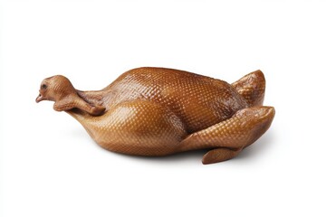 Obraz premium A quirky, artistic sculpture of a bird resembling a roasted turkey, emphasizing smooth textures and warm colors.