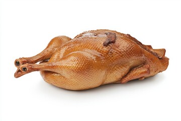 Obraz premium A beautifully roasted duck with golden brown skin, showcasing its plump and glossy appearance.