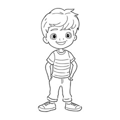 boy coloring book for children vector sketch illustration vector stroke outline graphic