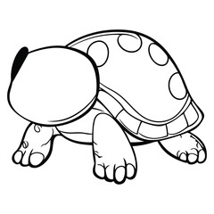 Fototapeta premium Simple Line Art Turtle with Spotted Shell