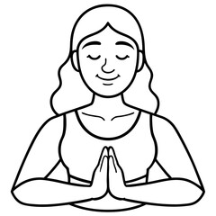 smiling woman with mudra hands meditating