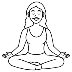 smiling woman with mudra hands meditating