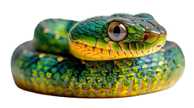 Green snake isolated on transparent background. Generated ai