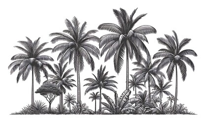 Tropical Palm Tree Illustration Perfect for Exotic Vintage Designs. generator AI