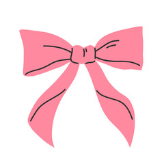 Pink bow isolated on white background. Clipart bow vector flat illustration.