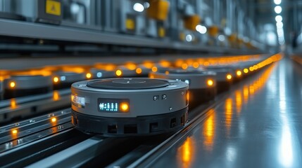 Naklejka premium Robotic systems and AI integration in a cutting-edge industrial environment