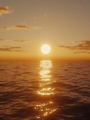 Golden Sunset Over the Ocean