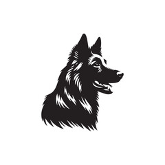 Fototapeta premium Silhouette Of Belgian Malinois - Minimalist Belgian Malinois Vector - Dog Illustration.