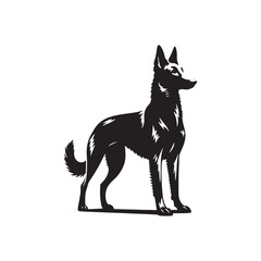 Silhouette Of Belgian Malinois - Minimalist Belgian Malinois Vector - Dog Illustration.