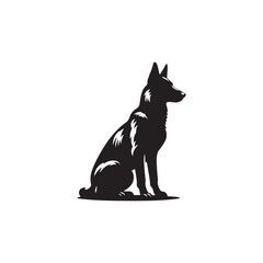 Silhouette Of Belgian Malinois - Minimalist Belgian Malinois Vector - Dog Illustration.
