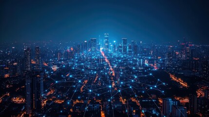 Fototapeta premium Futuristic city with smart infrastructure, 5G connectivity, and interconnected IoT devices