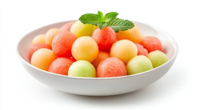 A refreshing bowl of mixed melon salad with cantaloupe, honeydew, and watermelon balls