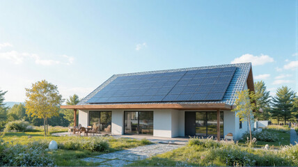 Fototapeta premium solar panels on the roof of house