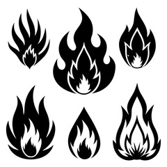  Set of fire icons flame design vector art illustration