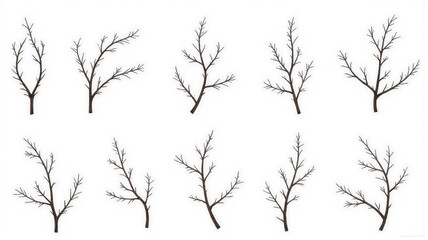 set of silhouettes of trees