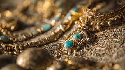 Ancient Mesopotamian Silver Jewelry Close-up on Textured Cloth Displaying Intricate Designs and Artisanal Wealth