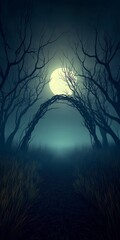 Fototapeta premium Spooky Moonlit Forest Path