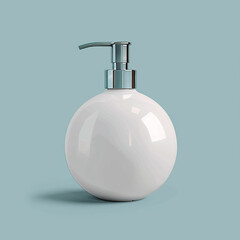 Elegant and Minimalist White Soap Dispenser on Soft Blue Background Perfect for Modern Bathroom Decor and Stylish Interior Design Enhancements