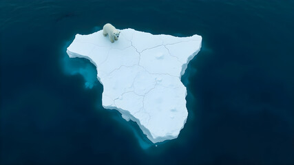 Iceberg in the ocean. 3d illustration. Aerial view.