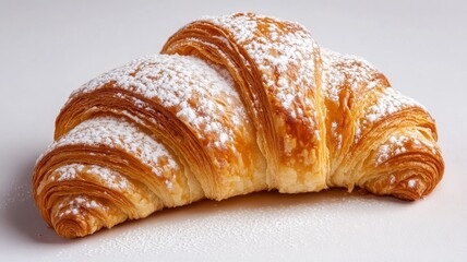 Crispy crust croissant with airy layers, beautifully split to reveal its flaky texture and buttery goodness.