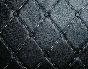 Fototapeta premium Stitched leather background, showcasing intricate details, combining gray and black colors, featuring textured surface, elegant craftsmanship, seamless design, durable material, balanced tones, sophis